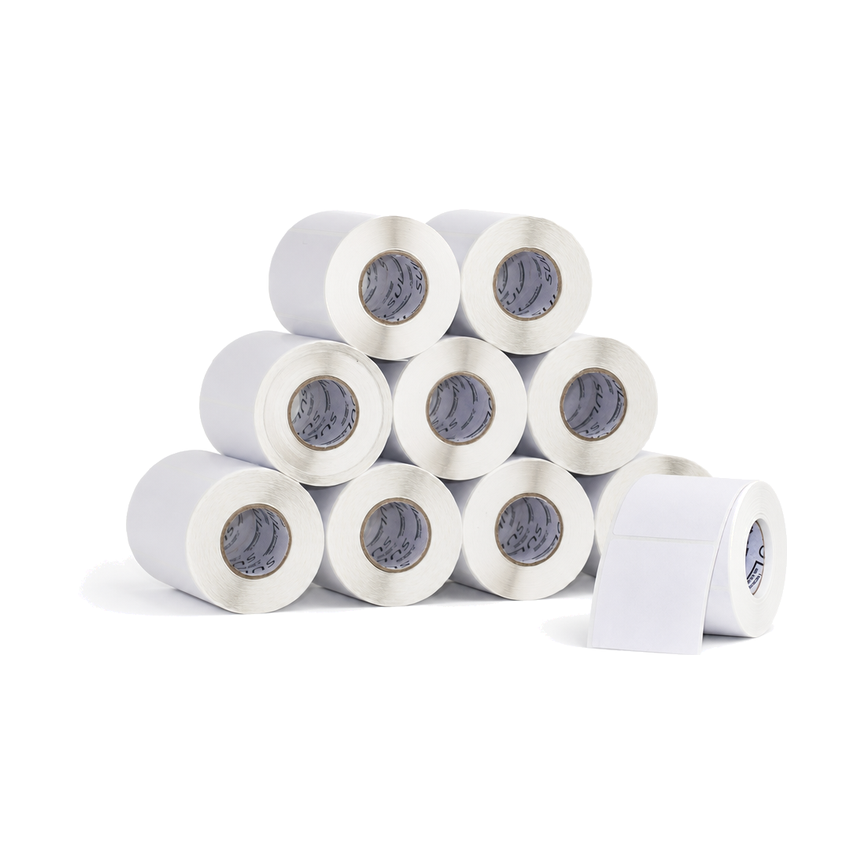 10 Rolos Etiqueta 100×100 Papel Couche Adesiva