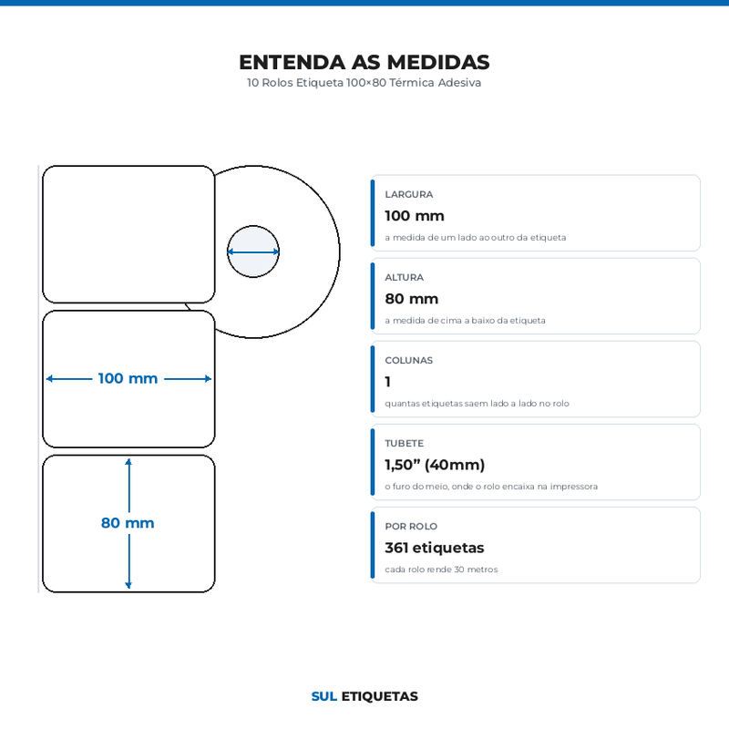 10 Rolos Etiqueta 100×80 Térmica Adesiva