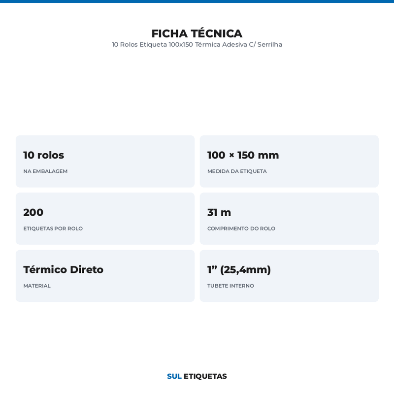 10 Rolos Etiqueta 100x150 Térmica Adesiva C/ Serrilha