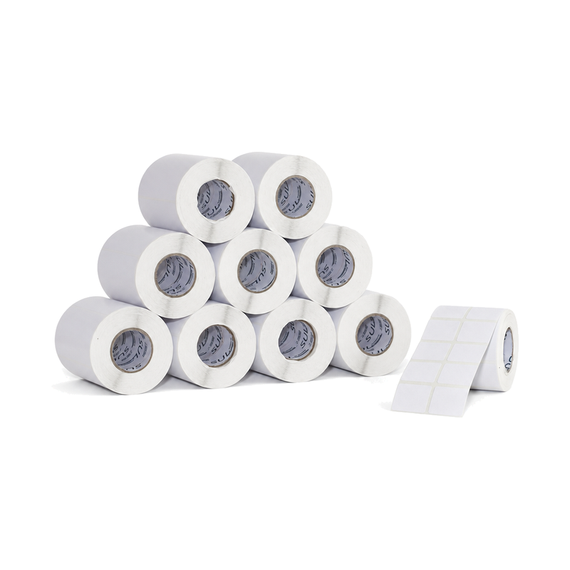 10 Rolos Etiqueta 30×30x2 Papel Couche Adesiva