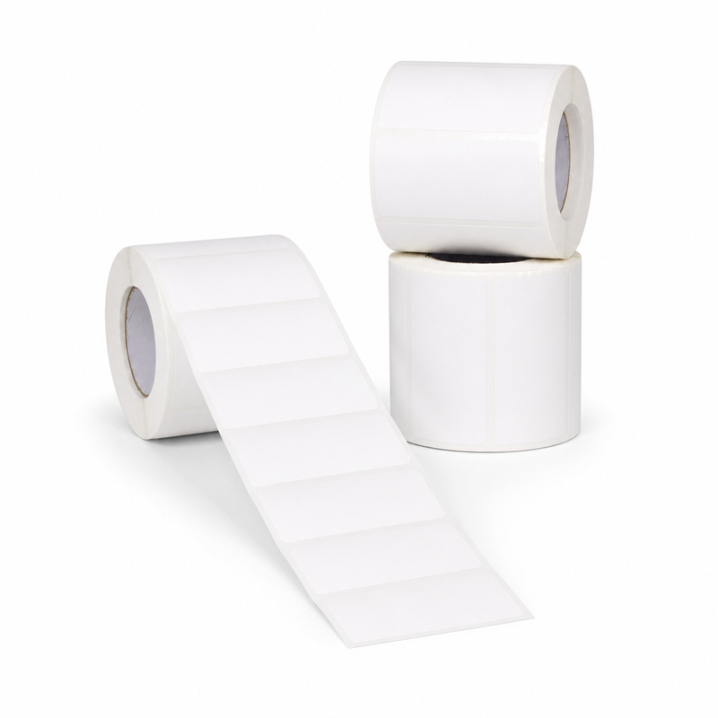 10 Rolos Etiqueta 55x27 Papel Couche Adesiva