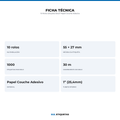 10 Rolos Etiqueta 55x27 Papel Couche Adesiva