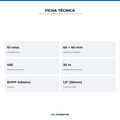 10 Rolos Etiqueta 60x40 BOPP Adesiva Impermeável