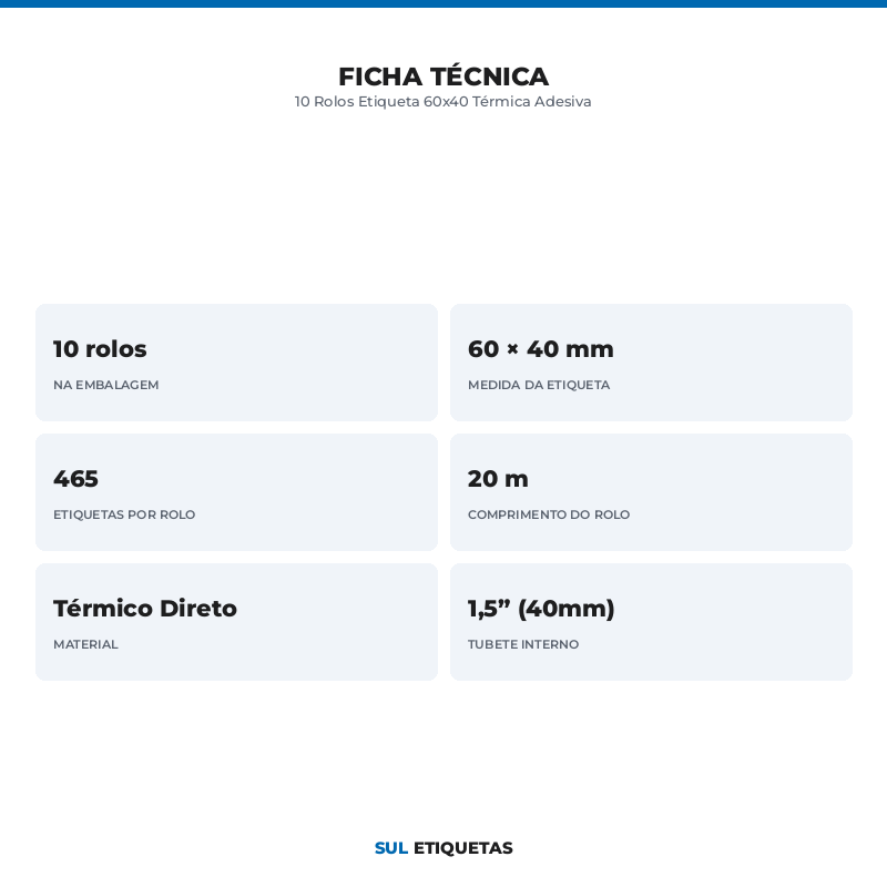 10 Rolos Etiqueta 60x40 Térmica Adesiva