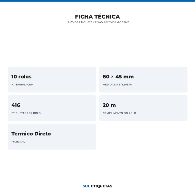 10 Rolos Etiqueta 60x45 Térmica Adesiva