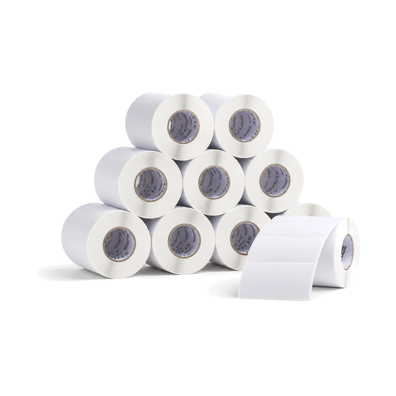 10 Rolos Etiqueta 74×35 Papel Couche Adesiva