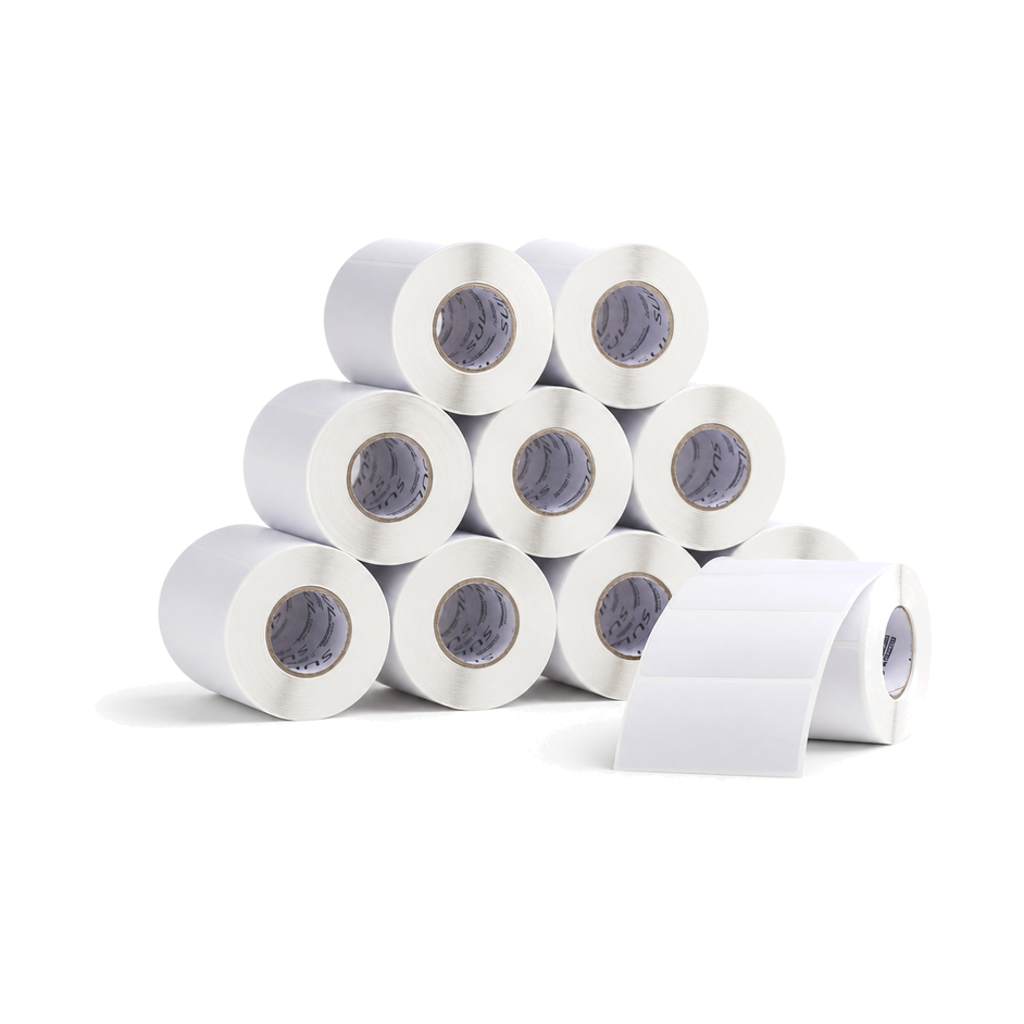 10 Rolos Etiqueta 74×35 Papel Couche Adesiva