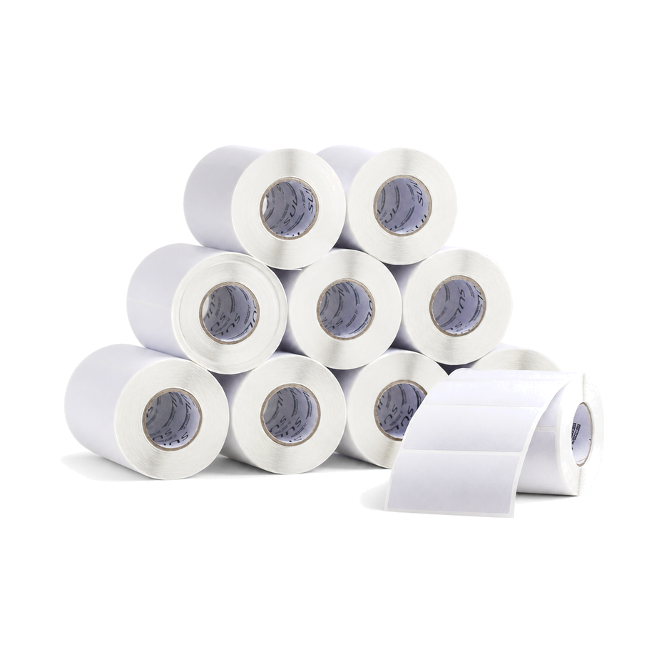 10 Rolos Etiqueta 80×30 Papel Couche Adesiva