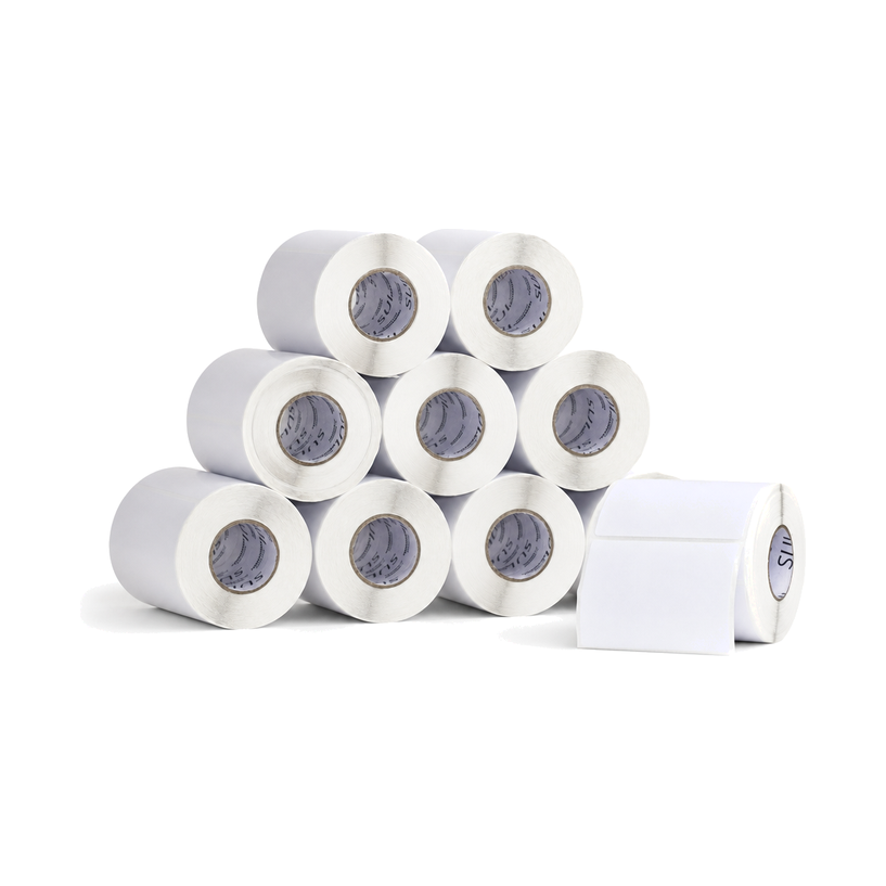 10 Rolos Etiqueta 80×60 Papel Couche Adesiva