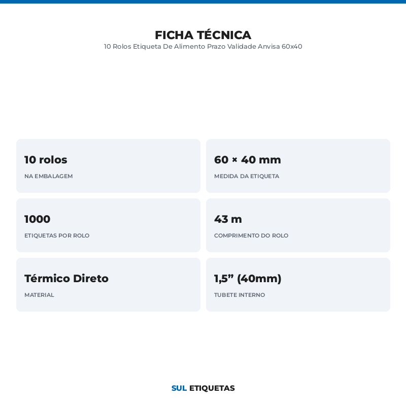 10 Rolos Etiqueta De Alimento Prazo Validade Anvisa 60x40