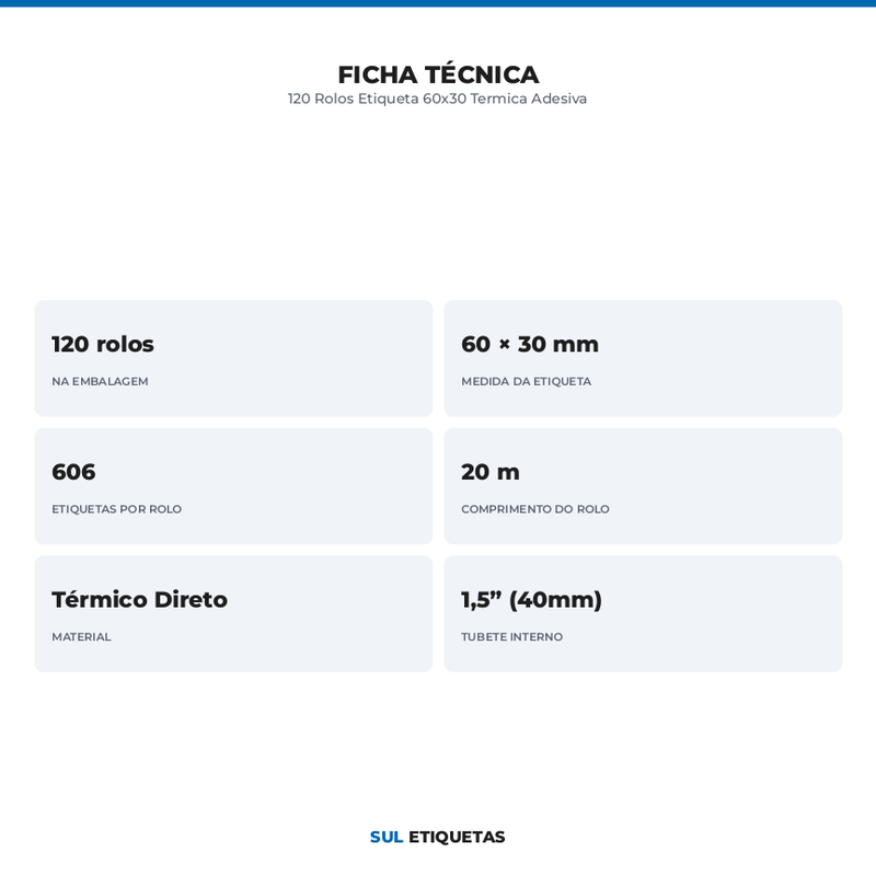 120 Rolos Etiqueta 60x30 Termica Adesiva