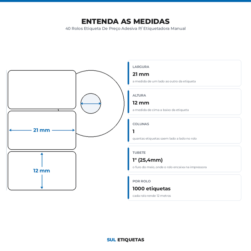 40 Rolos Etiqueta De Preço Adesiva P/ Etiquetadora Manual