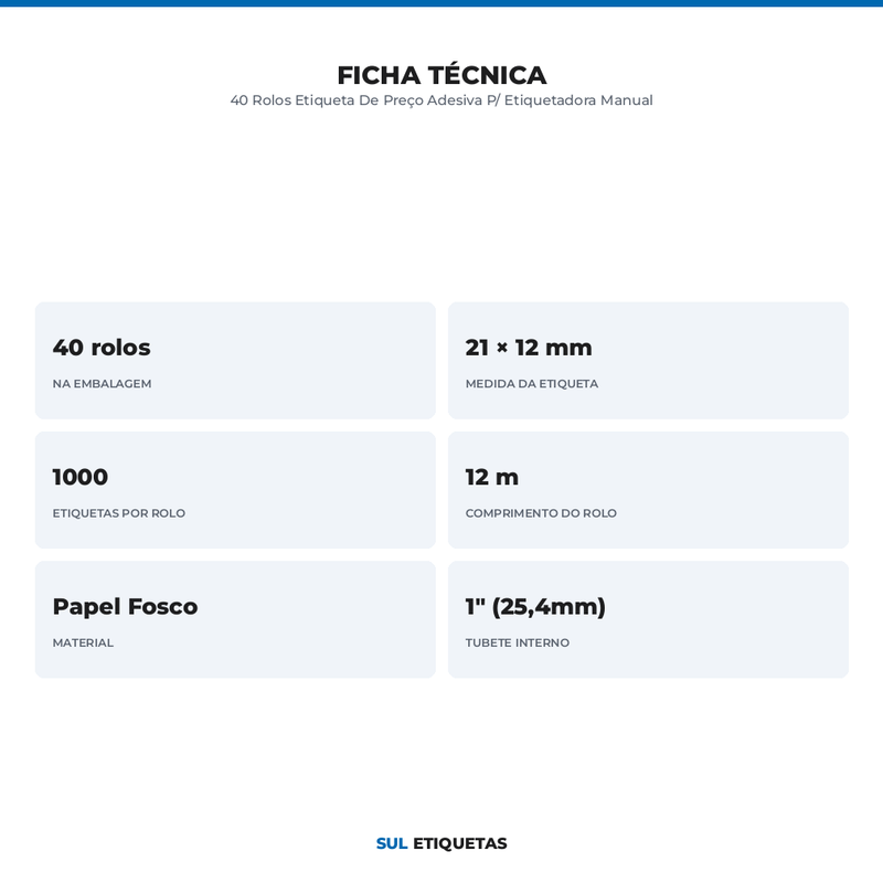 40 Rolos Etiqueta De Preço Adesiva P/ Etiquetadora Manual