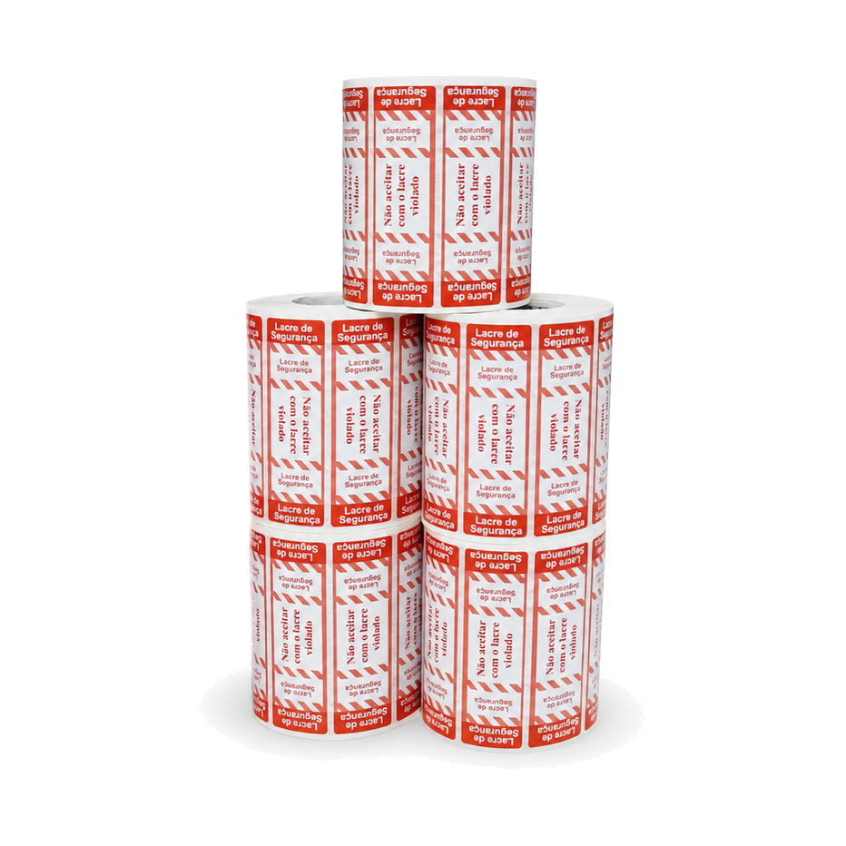 5 Rolos Etiquetas Para Delivery C/ Lacre Papel Couchê 100x30mm